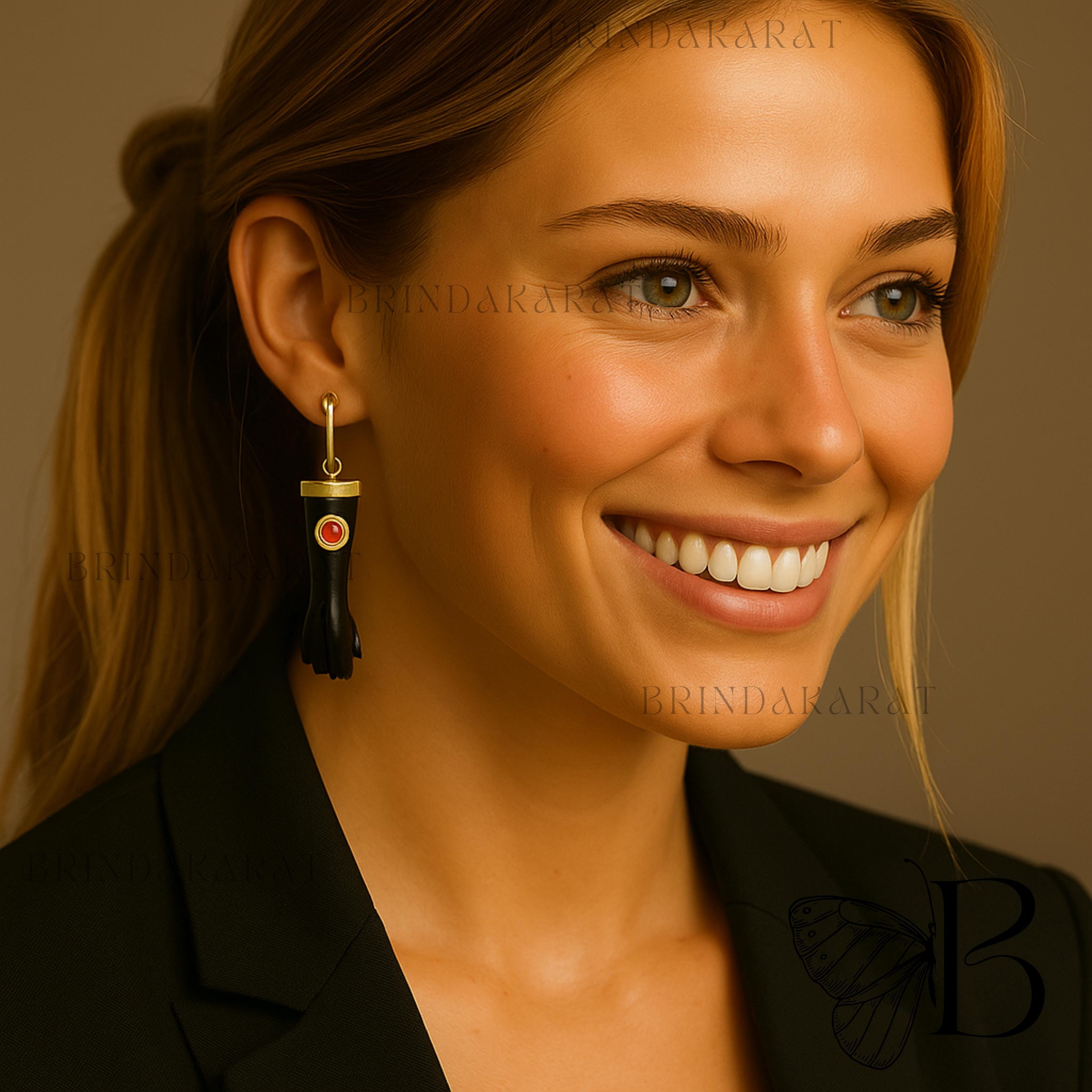 14k Gold Gemstone Figa Hand Earrings, Gold Protection Jewelry - Brinda Karat | SKU: etsy_14k-gold-gemstone-figa-hand-earrings 14k Gold Gemstone Figa Hand Earrings, Gold Protection Jewelry - Brinda Karat | SKU: etsy_14k-gold-gemstone-figa-hand-earrings