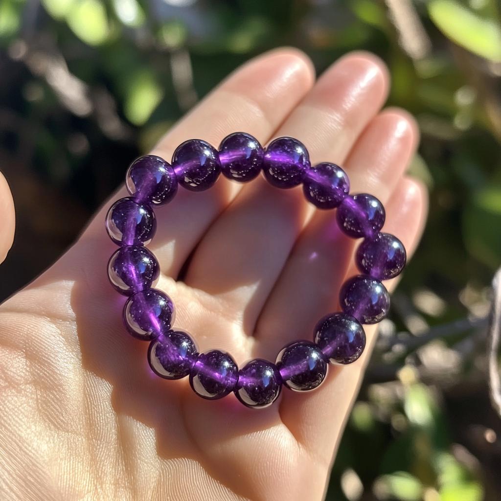Natural Amethyst Beaded Bracelet: 925 Silver Stretch Gemstone - View 2 - Brinda Karat | SKU: etsy_natural-amethyst-beaded-bra Natural Amethyst Beaded Bracelet: 925 Silver Stretch Gemstone - View 2 - Brinda Karat | SKU: etsy_natural-amethyst-beaded-bra