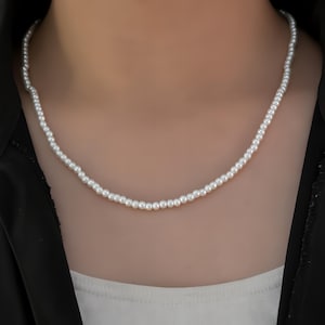 Silver 14k Gold Plated Synthetic Pearl Choker Necklace
