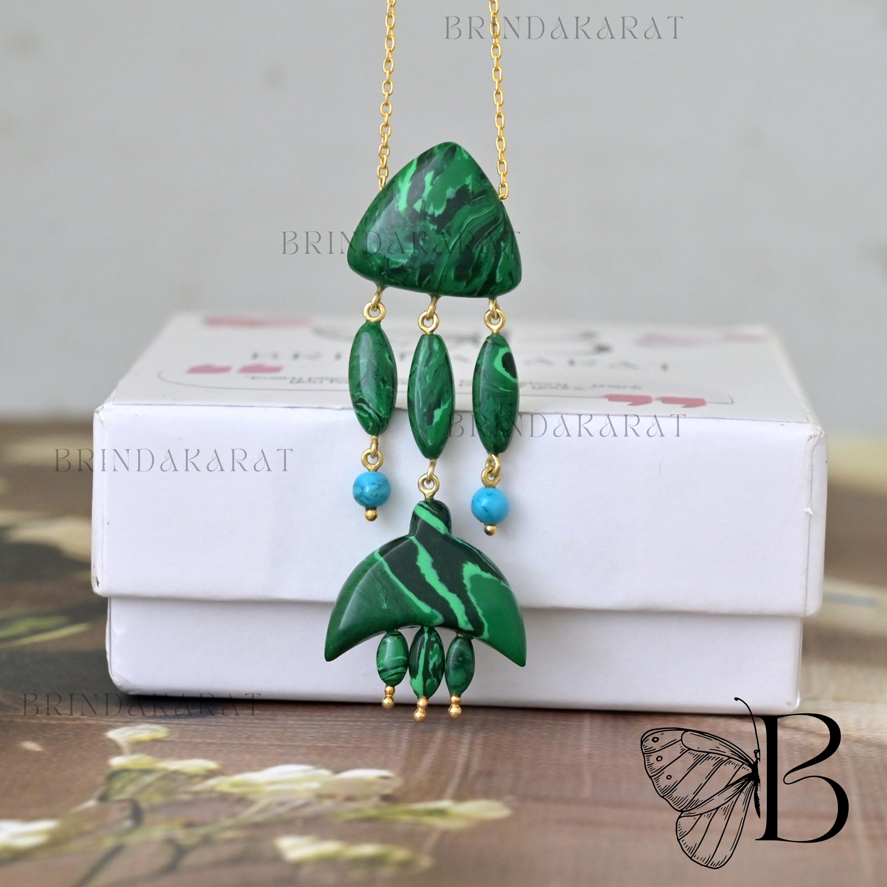 14k Gold Turquoise Fish Necklace: Hand Carved Gemstone Pendant - View 7 - Brinda Karat | SKU: BKMJN1865-SLYGMKTQ-18I 14k Gold Turquoise Fish Necklace: Hand Carved Gemstone Pendant - View 7 - Brinda Karat | SKU: BKMJN1865-SLYGMKTQ-18I
