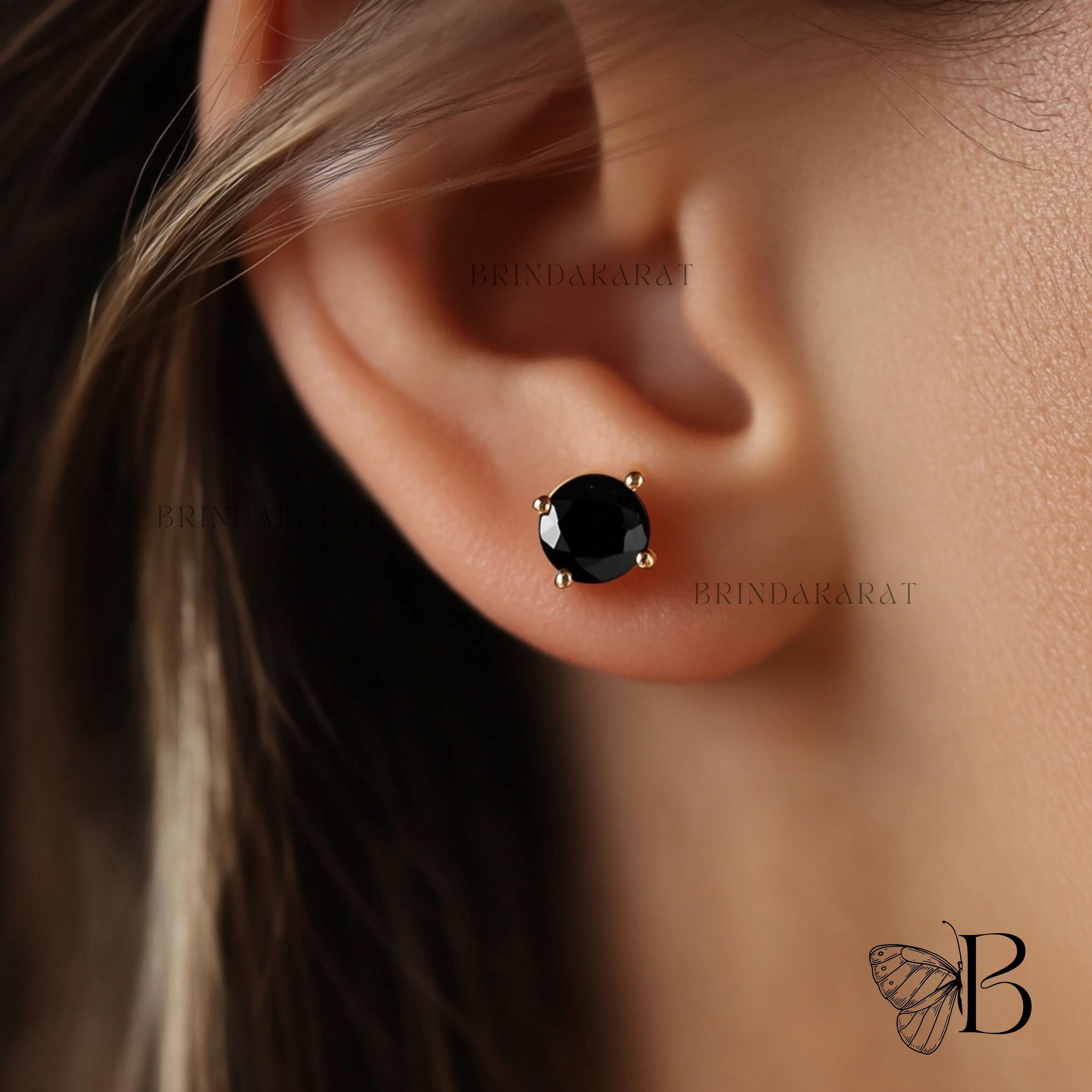 14k Gold Black Onyx Stud Earrings, Handmade Jewelry - Brinda Karat | SKU: etsy_14k-gold-black-onyx-stud-earrings-ha 14k Gold Black Onyx Stud Earrings, Handmade Jewelry - Brinda Karat | SKU: etsy_14k-gold-black-onyx-stud-earrings-ha