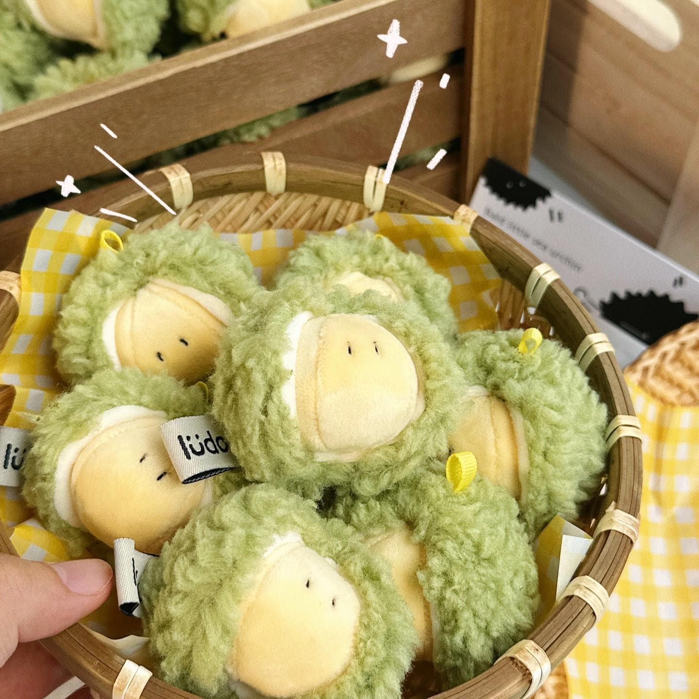 lüdo | Lovely Durian Bag Charm | Handmade Lovely Stuffed Plush Pendant | Cute Decompression Toy