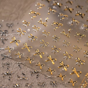 Gold Bowknot Nail Stickers | Silver Bowknot Nail Decals | 5D Nails | 3D Nails | DIY Nails