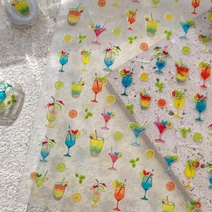 Cocktail zomer nail deco sticker | Kawaii-nagelstickers | 3D-nagels | Zelfgemaakte nagels