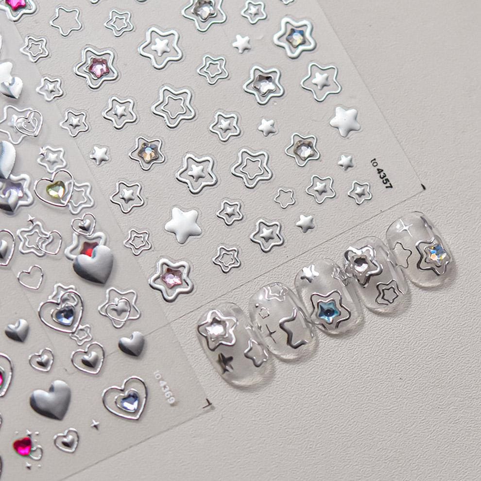 Crystal Star Embossed Pattern Design Nail Deco Sticker | Kawaii Nail Decals | 5D Nails | 3D Nails | DIY Nails