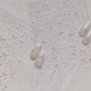 Colourful Bowknot Diamond Nail Stickers | Black Bowknot Nail Decals | 5D Nails | 3D Nails | DIY Nails