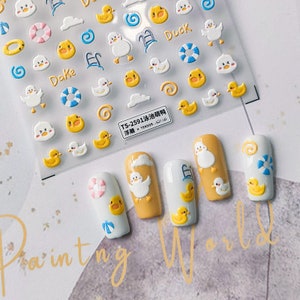 Nail Deco Swimming Pool Duck Stickers | Kawaii Nail Decals | 5D Nails | 3D Nails | DIY Nails