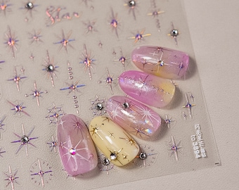 Moon and Starry Night Embossed Pattern Design Nail Deco Sticker | Nail DIY | 5D Self-Adhesive Nail Sticker