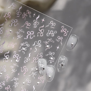 Bowknot And Pearl Nail Deco Sticker | Kawaii Nail Decals | 5D Nails | 3D Nails | DIY Nails