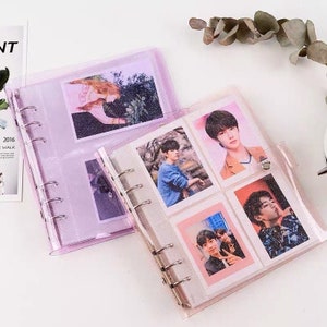 Reliure souple Kpop | Classeur album déco pour cartes photo scintillantes | Livre de collection KPOP Glitter Pastel 4 pochettes, 200 emplacements