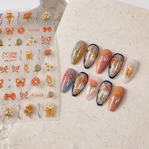 Flower And Butterfly 5D Embossed Pattern Design Nail Deco Sticker | Nail DIY | 5D Self-Adhesive Nail Sticker