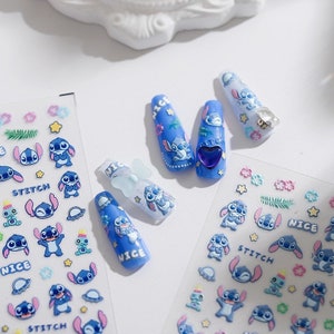 Stitch Alien Embossed Pattern Design Nail Deco Sticker | Kawaii Nail Decals | 5D Nails | 3D Nails | DIY Nails
