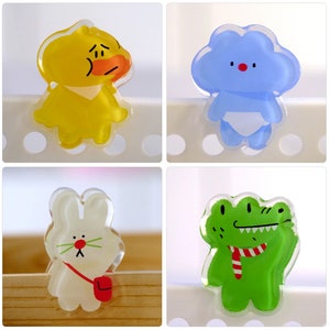 NINIGOGO / Serie 1 - Fermacarte in acrilico Super Star / Fermacarte Kawaii Ego Crocodiel e ENO Duck