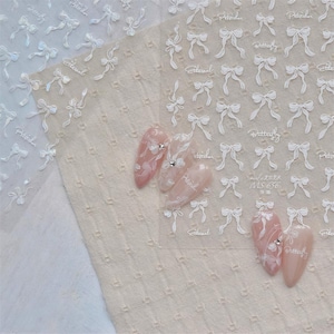 White Bowknot Nail Stickers | Black Bowknot Nail Decals | 5D Nails | 3D Nails | DIY Nails