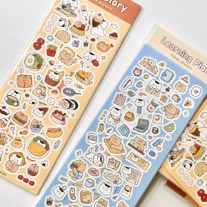 Bonjour chat | Sticker chaton | Sticker plan d'apprentissage | Sticker journal alimentaire