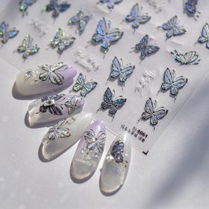 Ausgefallener Schmetterling Nagel Deko Sticker | Nagel DIY | 5D selbstklebender Nagelsticker