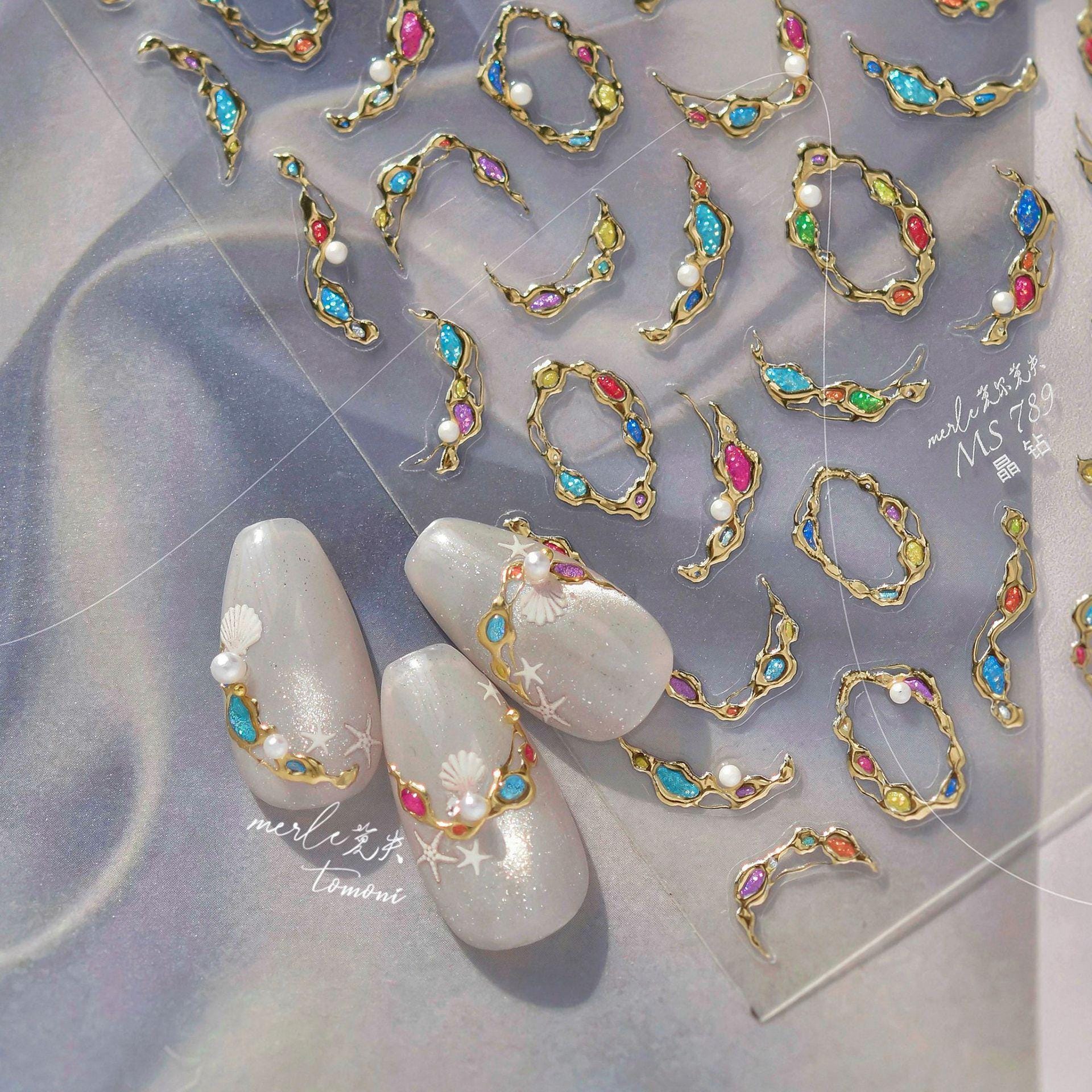 Gemstone Necklace Nail Deco Sticker | Nail DIY | 5D Self-Adhesive Nail Sticker