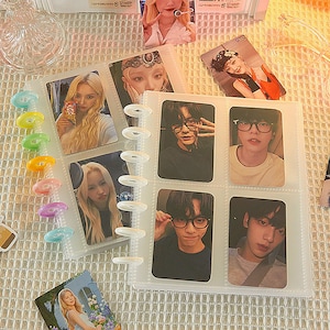 Carpeta Kpop / Álbum de tarjetas fotográficas, carpeta decorativa / Libro de colección de 4 bolsillos con purpurina pastel KPOP, 160 ranuras