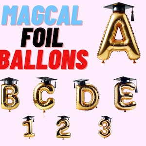 Ensemble de ballons en aluminium pour l&#39;obtention du diplôme - Alphabet complet de A à Z et chiffres de 0 à 9 pour les célébrations