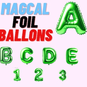 Ensemble de ballons en aluminium vert - Alphabet complet de A à Z et chiffres de 0 à 9 pour les célébrations