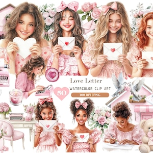 Aquarell Valentinstag Clipart Bundle, Romantische ClipArt PNG, XOXO, Liebesbrief Paar, Haustier Liebe, Ballon Clipart, DigitalDownload Aufkleber