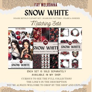 Akvarell Snövit Clipart, Mörk Gotisk Fantasy PNG Bundle, Mörk Saga, Gift Alkemi Häxa, Ond Drottning, Mörk Academia Halloween bild 2