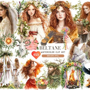 Watercolor Beltane Spiritual Clipart, Pagan witch ClipArt, Goddess Fairy Queen GraphicPNG, Wicca Clipart, Celtic neopagan wiccan, witchcraft