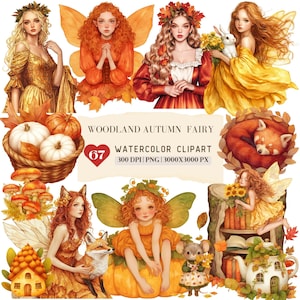 Aquarell Wald Herbst Fee Bundle, Herbst ClipArt PNG, Magische Herbst Märchen Feen Elfe, Fantasy Feen niedlichen Geschichtenbuch, DigitalDownload