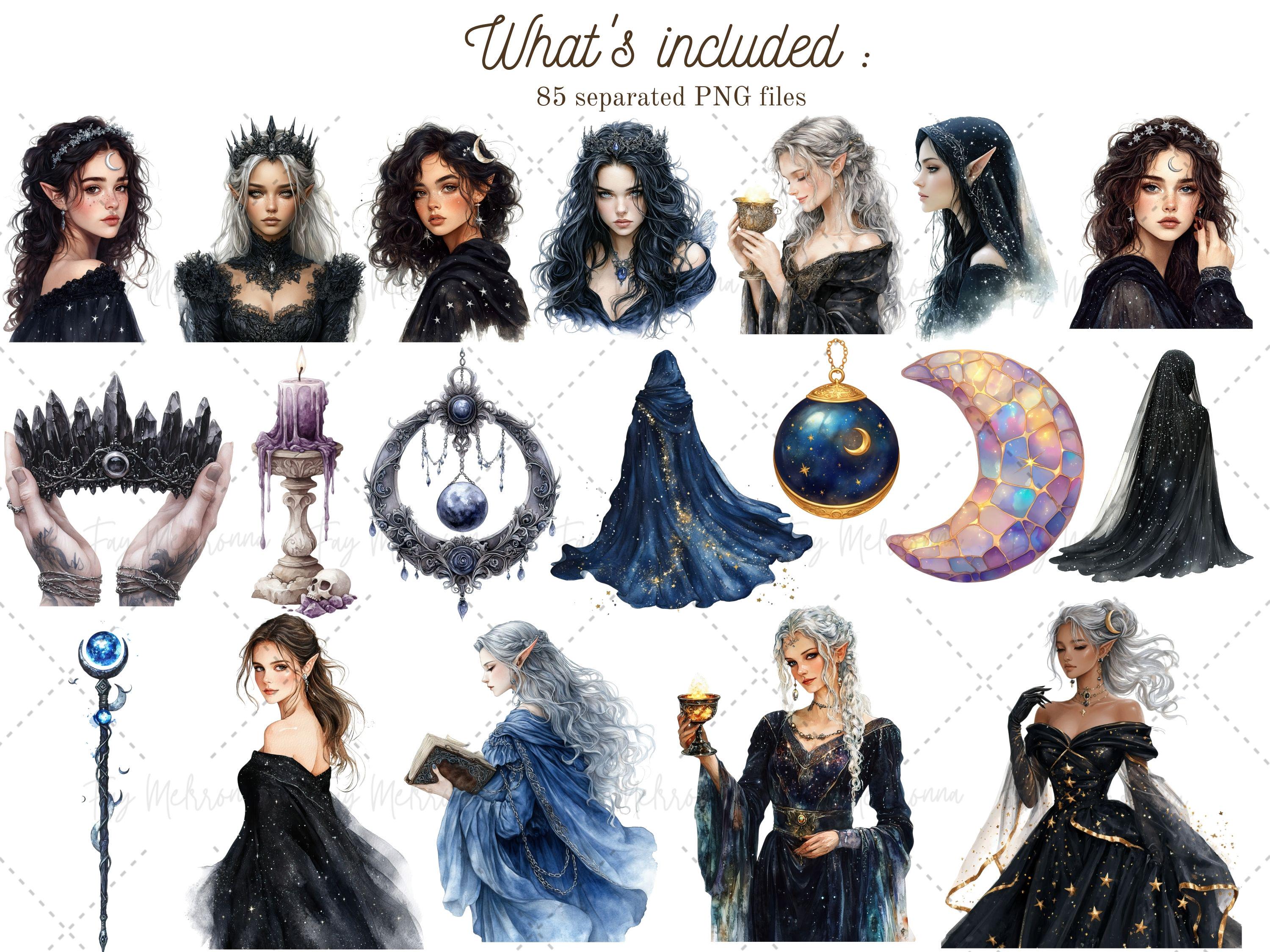 Graphics Fae Watercolor Night Fae Darkness Clipart, Gothic Fae, Fantasy Fairy ...