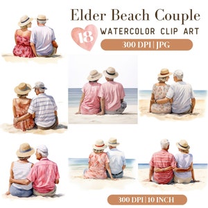 18Estate Coppia di anziani InLove PNG ClipArt / Clipart di coppia / Coppia acquerello / Acquerello PNG / Coppia invernale / Clipart di Natale romantico