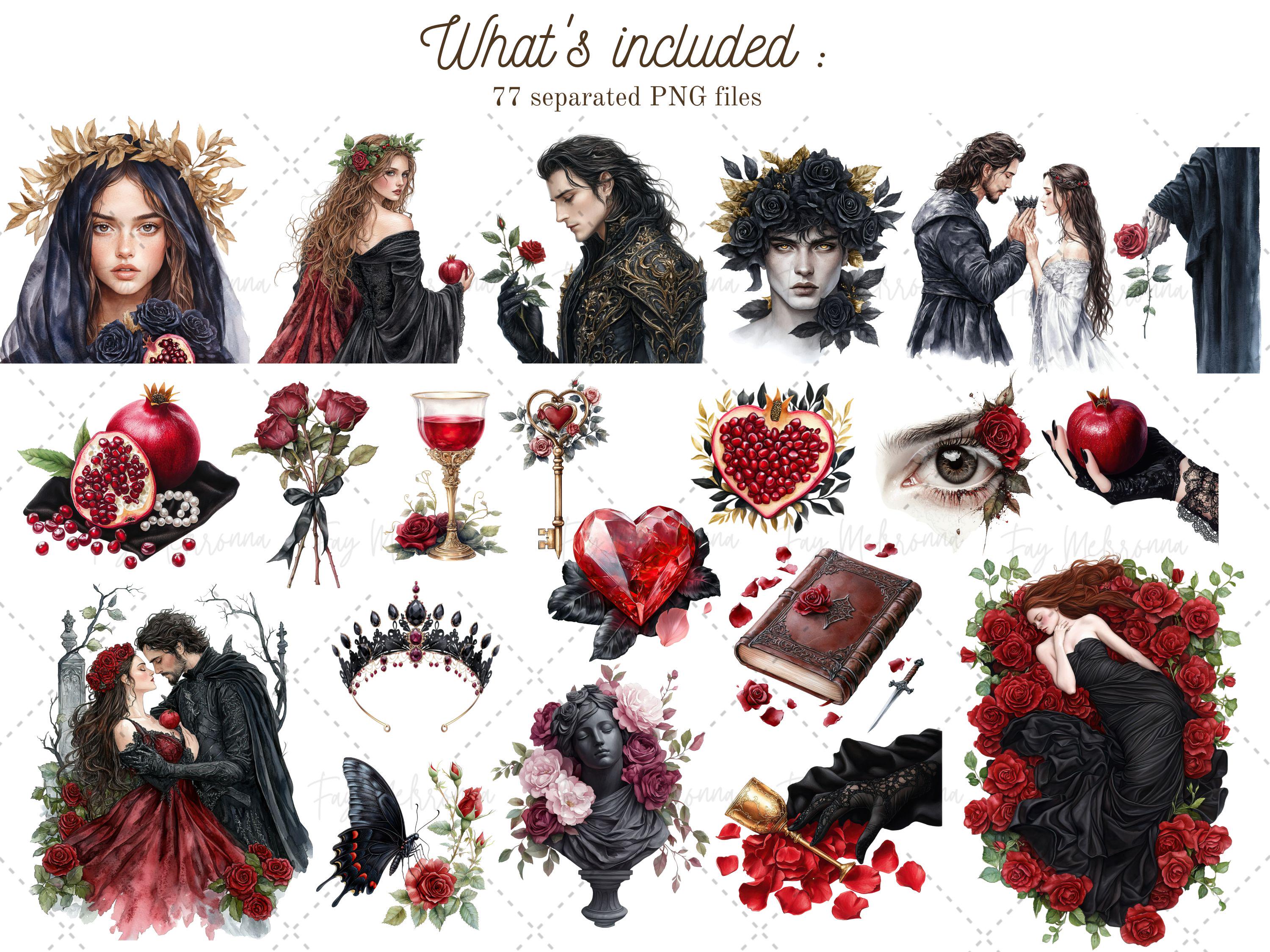 Watercolor Dark Bloom Love Eternal Clipart, Greek Gods Love Couple Clip ...