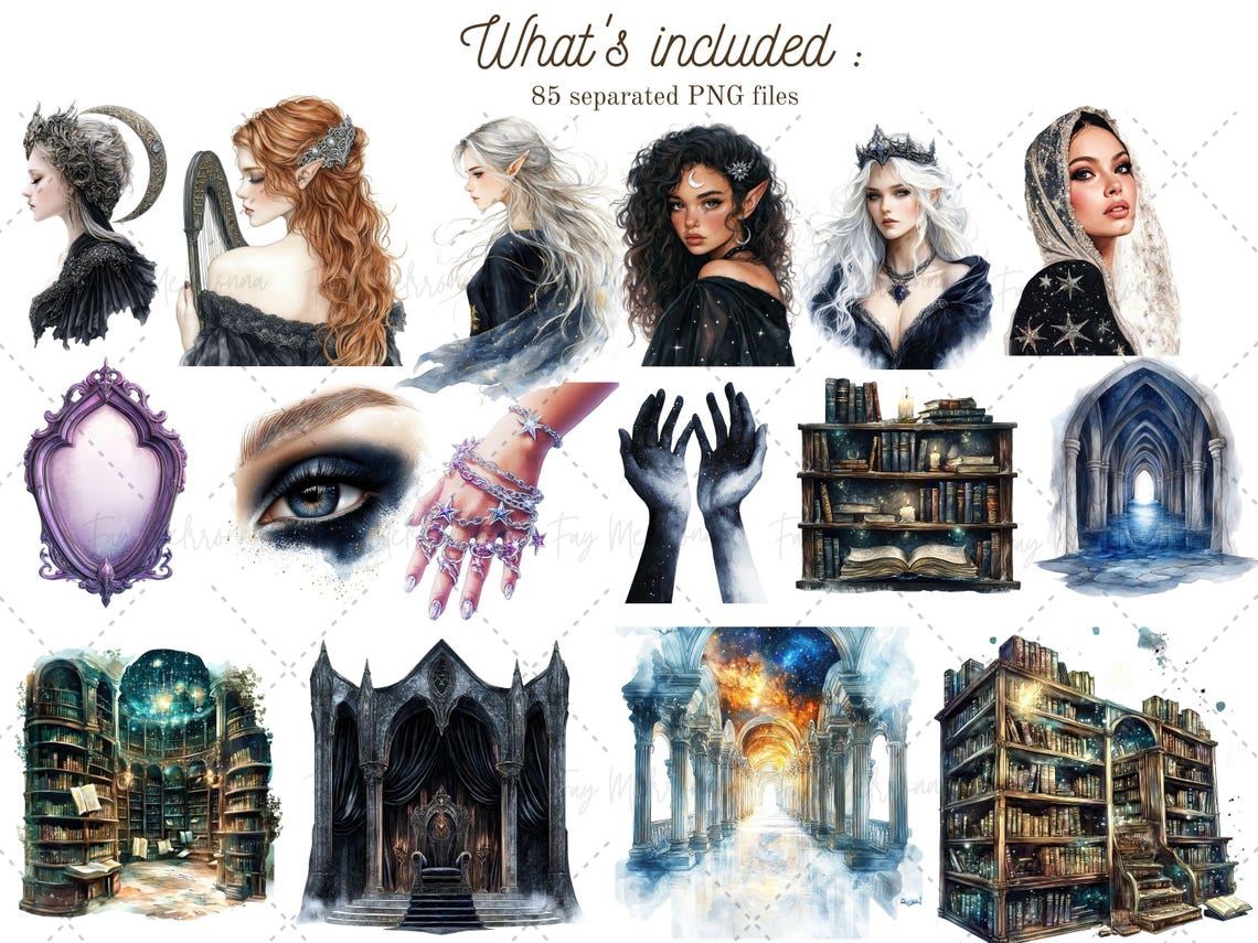 Graphics Fae Watercolor Night Fae Darkness Clipart, Gothic Fae, Fantasy Fairy ...