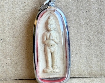 Boy servant amulet Ai Kai: A wish-fulfilling amulet for all aspects of life Thai talisman comes with Velvet gift bag, prayer guide