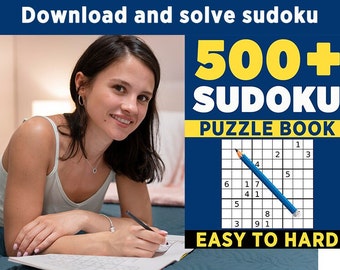 500+Sudoku Puzzle Book, Easy To Hard, 252 Pages, Digital Download