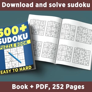 500+Sudoku Puzzle Book, Easy To Hard, 252 Pages, Digital Download image 3