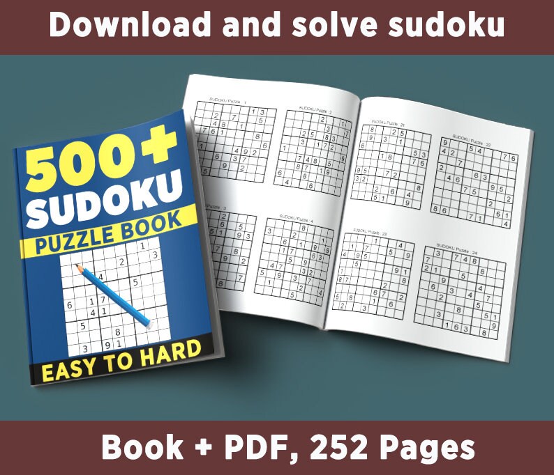 500+Sudoku Puzzle Book, Easy To Hard, 252 Pages, Digital Download image 3