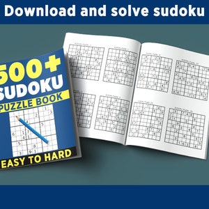 500+Sudoku Puzzle Book, Easy To Hard, 252 Pages, Digital Download image 5