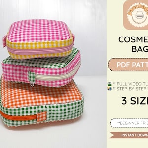 Einfaches Make-up-Tasche Schnittmuster in 3 Größen, PDF Nähanleitung mit Videoanleitung