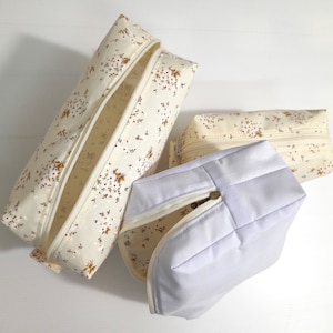 Tutoriel de patron de trousse à maquillage NO. 5 Modèle de maquillage à télécharger au format PDF Pochette carrée de voyage à fermeture éclair à coudre Quilting Cadeaux sans reliure a une doublure facile