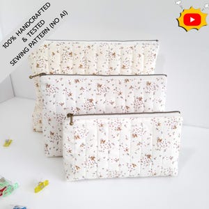 Quilted Cosmetic Bags zipper pouch 3sizes