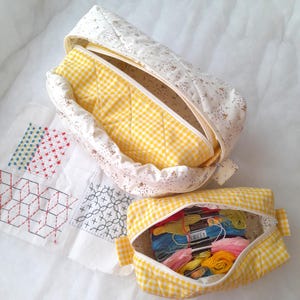 3-Size Fabric Makeup Bag Sewing Pattern: Fully Lined & No Binding Beginner Friendly