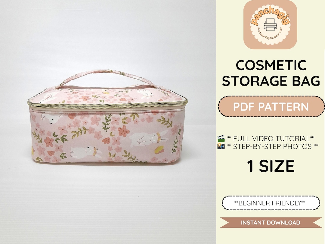 Round Boxy Pouch Sewing Pattern, Easy Makeup Bag PDF With Step-by-step ...