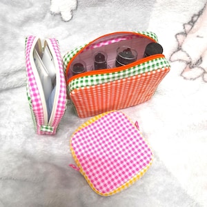 3サイズの簡単なメイクアップバッグの型紙、動画付きPDF縫製テンプレート