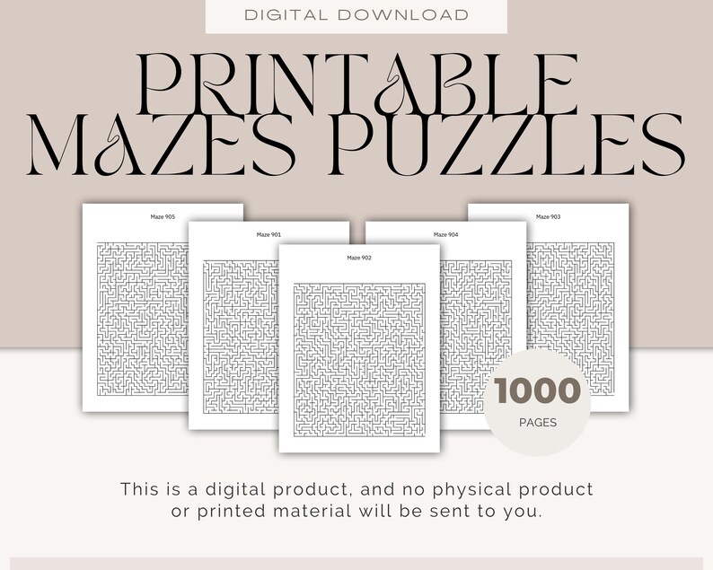 Printables Mazes for Adults and Teens, 1000 Mazes 1000 PAGES, Instant ...