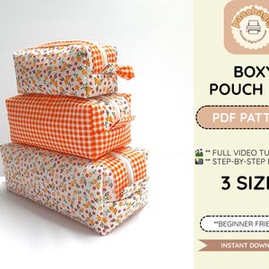 Boxy Pouch Sewing Pattern 3 Sizes instruction how to sew tutorial template sewing machine