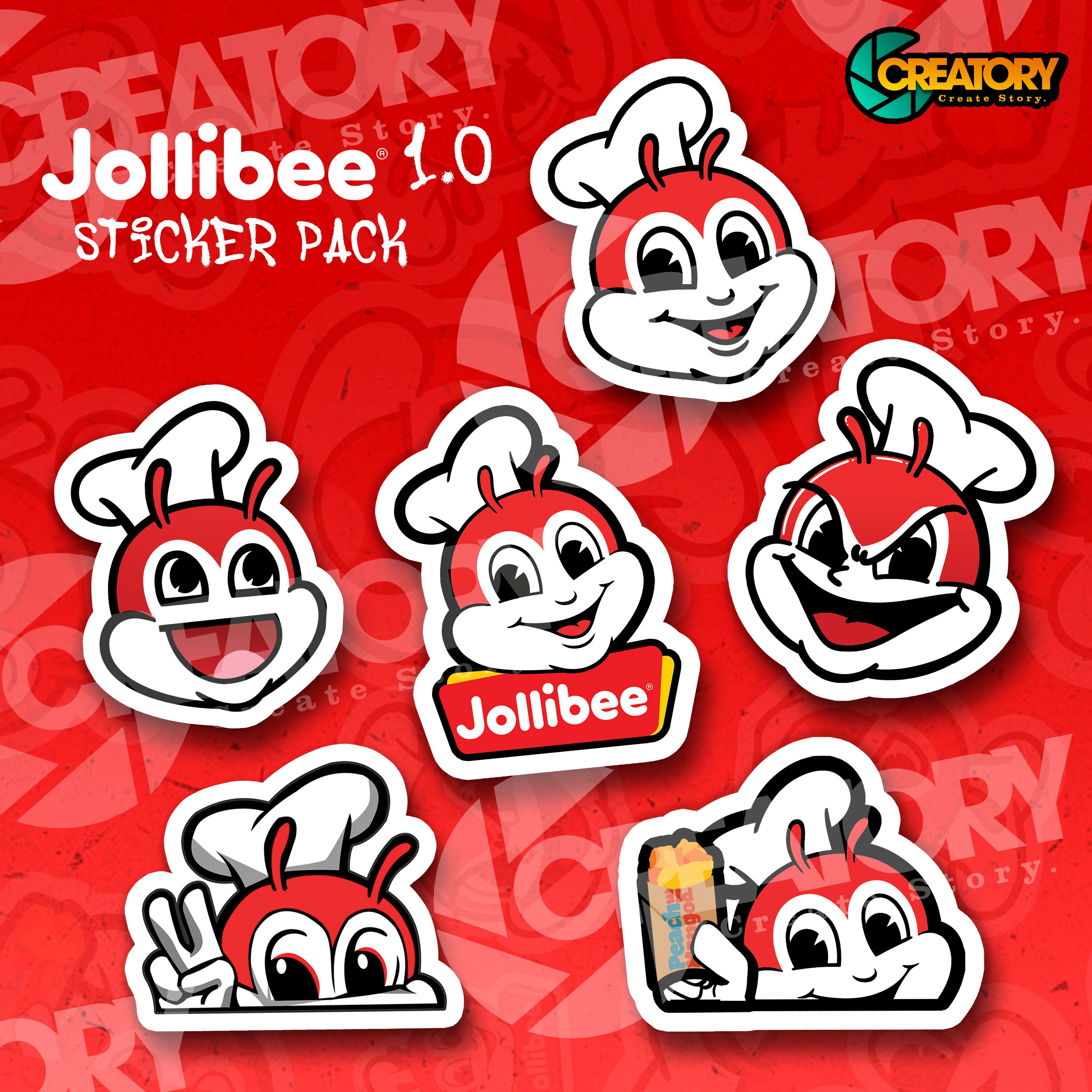 Jollibee Sticker Pack 1.0 Jollibee Peace Peeking Peeker Etsy Canada