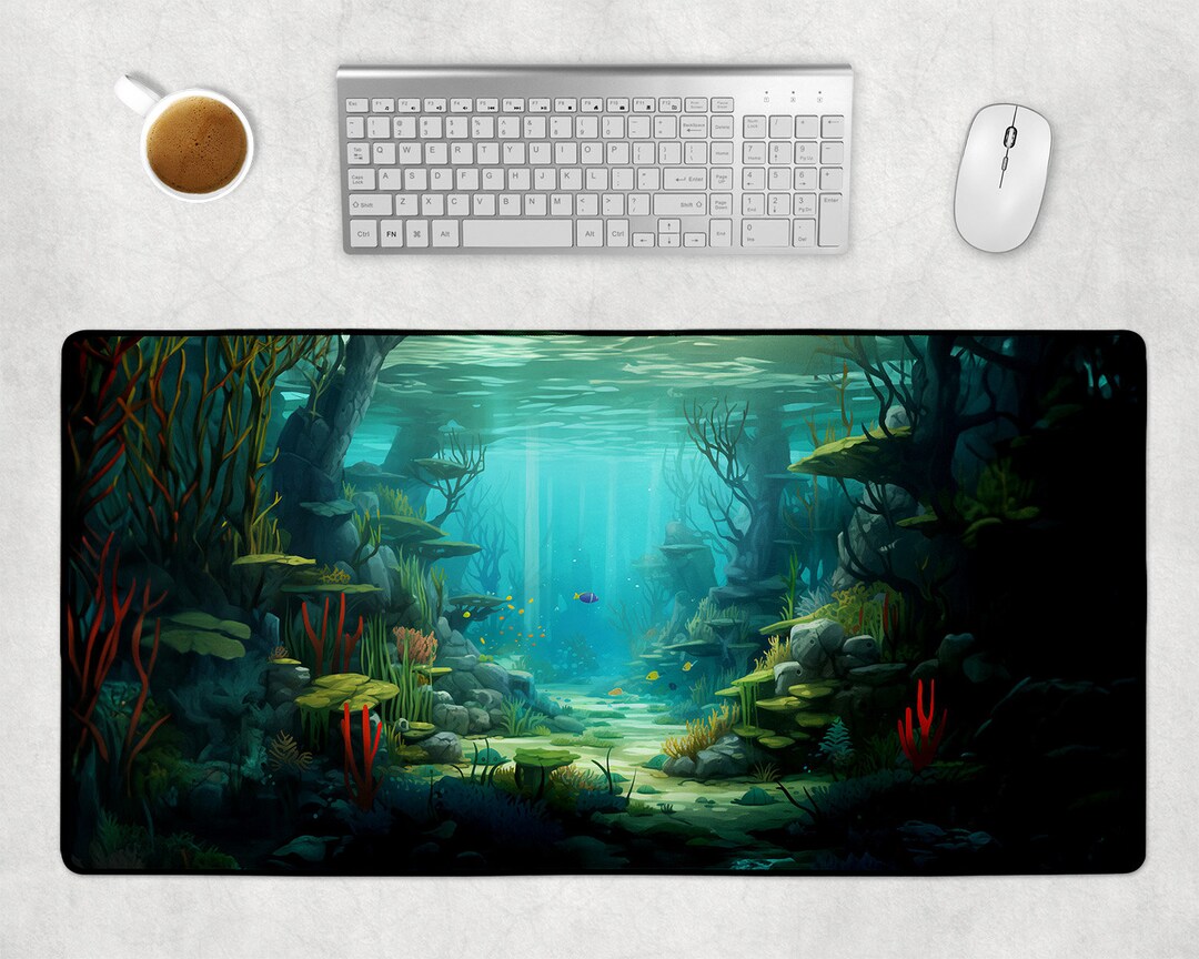 Underwater Fish Desk Mat Ocean Floor and Coral Design Etsy