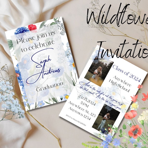 wildflower graduation announcement | graduation | university | school | digital invitation | printable invitation | digitale Einladung