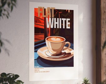 Art du café blanc plat - Affiche mate lisse pour café et décoration intérieure - L'infusion parfaite pour votre mur