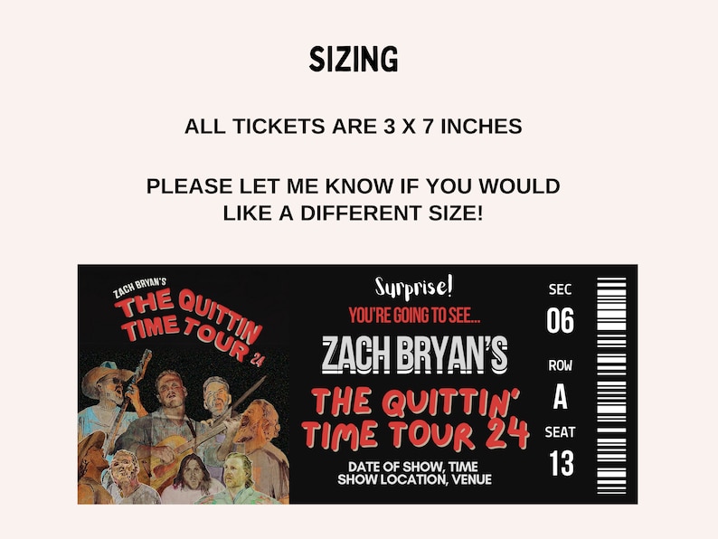 Zach Bryan the Quittin' Time Tour Tour Ticket Stub Zac Etsy New Zealand